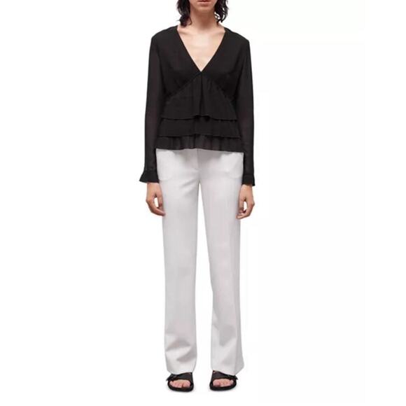 NWT The Kooples Black Pleated V-Neck Top Size XS $215 - Picture 2 of 10